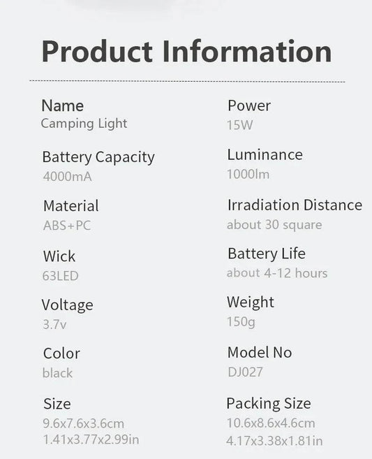 LED Camping Light USB